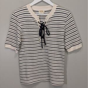 Nation LTD Reeve Lace Up Tee Sweater Nautical Quiet Luxury Coastal NWT - Size M